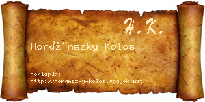 Horánszky Kolos névjegykártya